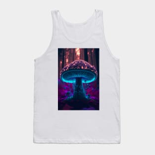 Neon purple Psychedelic Glowing Mushroom Art Piece Tank Top